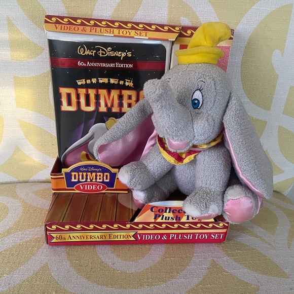 Disney Other - Dumbo 60th anniversary vhs and plush toy combo